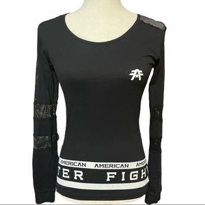 Long sleeve black shirt - American Fighter. Stretchy material. Fits to body